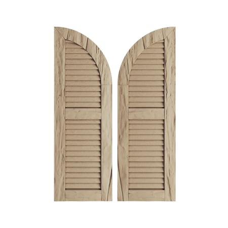 Riverwood 2 Equal Louver W/Quarter Round Arch Top Faux Wood Shutters, 18W X 36H (18 Low Side)